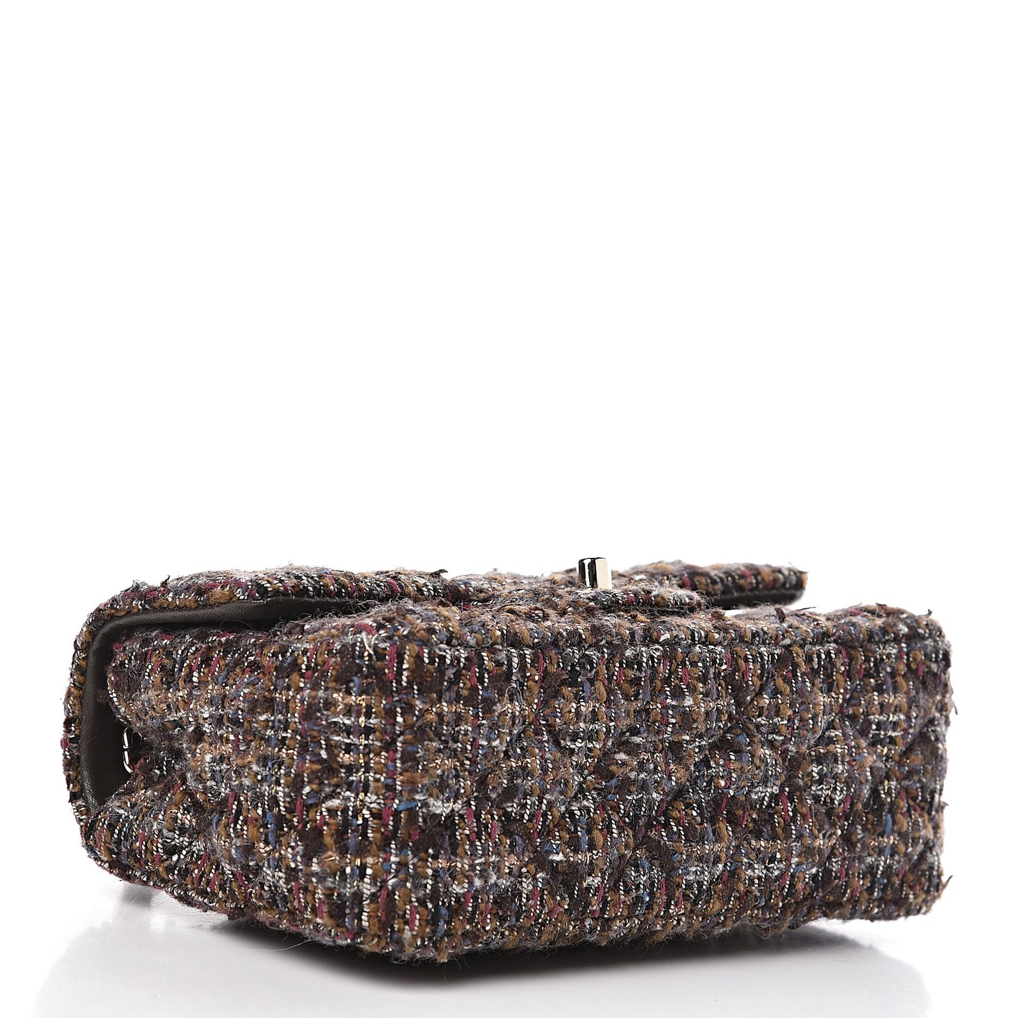 Tweed Quilted Mini Rectangular Flap Beige