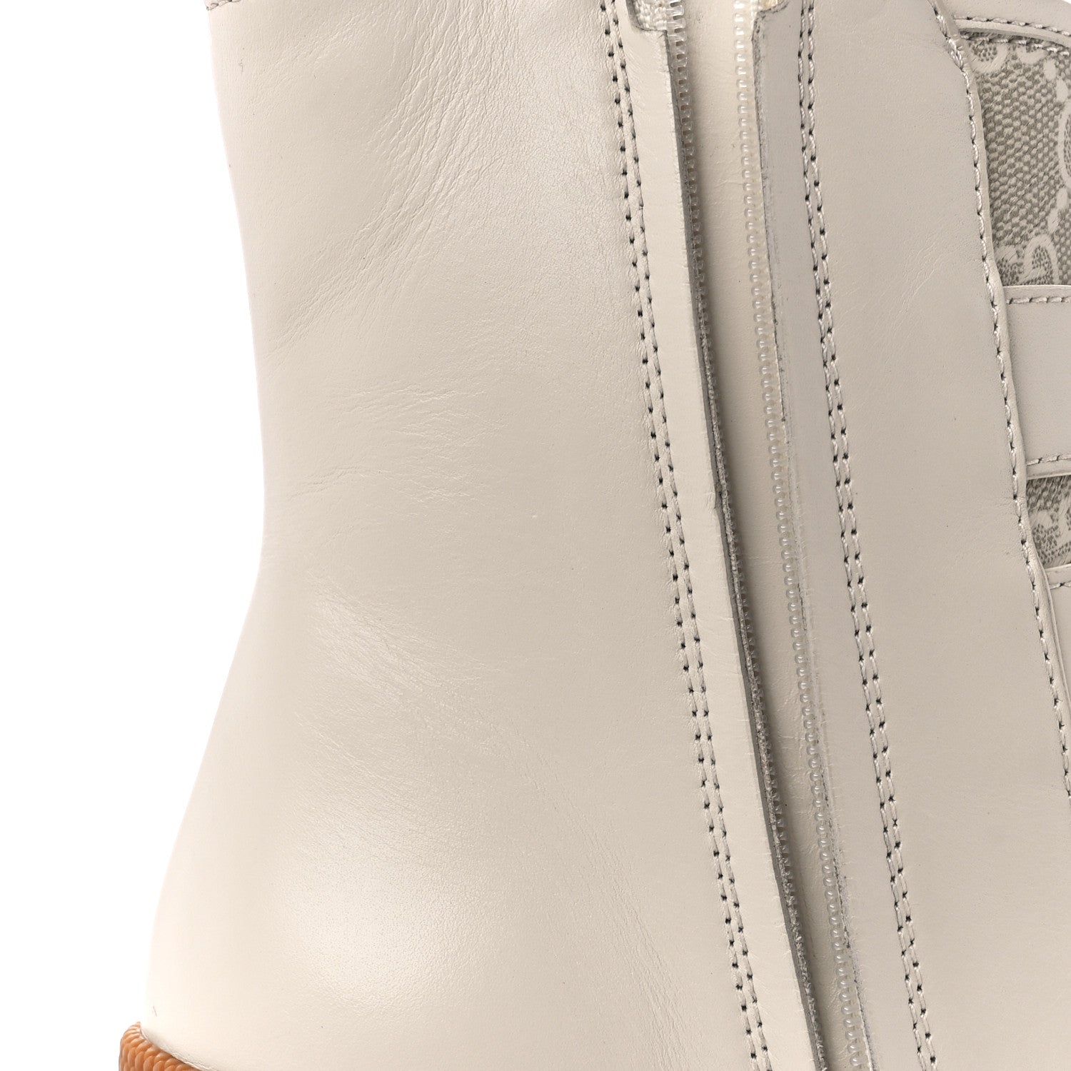 Gucci Kensington Calfskin Nappa GG Supreme Monogram Womens Double Buckle Ankle Boots 35.5 Mystic White Beige 8 of 11