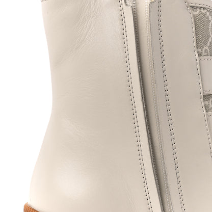 Gucci Kensington Calfskin Nappa GG Supreme Monogram Womens Double Buckle Ankle Boots 35.5 Mystic White Beige 8 of 11