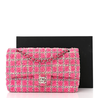 Chanel Tweed Quilted Medium Double Flap Hot Pink 12 of 12