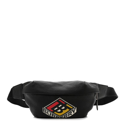 Burberry Grainy Calfskin Logo Graphic Sonny Bum Bag Black 1 of 10