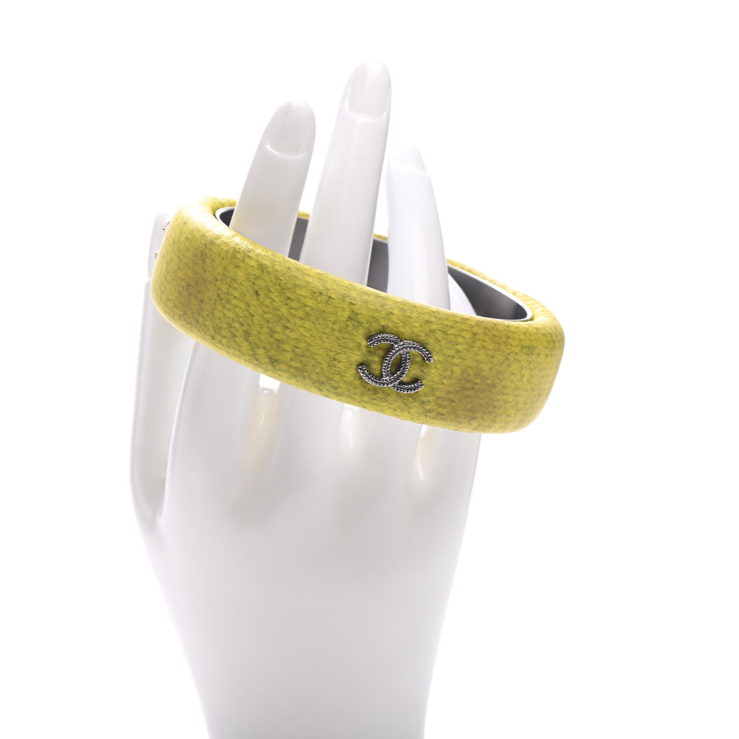 Chanel Coated Fabric CC Bracelet M Fluorescent Yellow 2 of 4