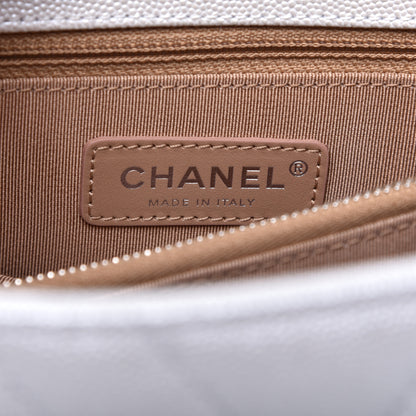 Chanel Iridescent Caviar Chevron Quilted Small Coco Handle Flap White 8 of 10