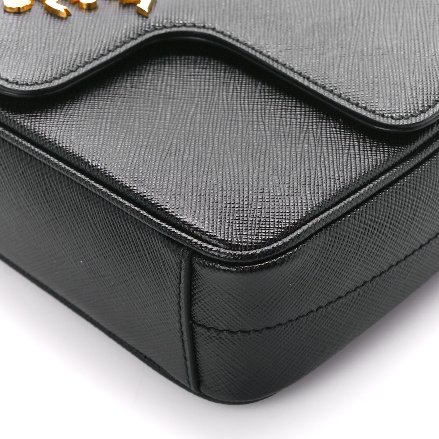 Saffiano Flap Shoulder Bag Black