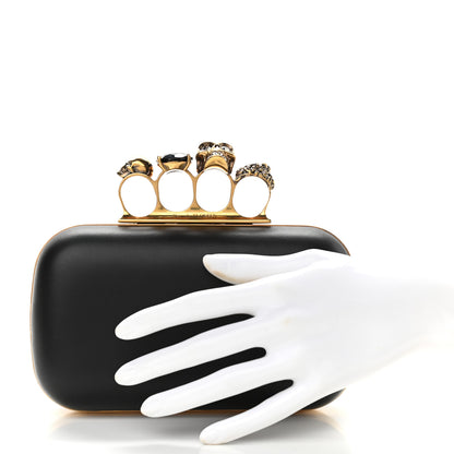 Alexander McQueen Nappa Skull Knuckle Duster Box Clutch Black 2 of 12