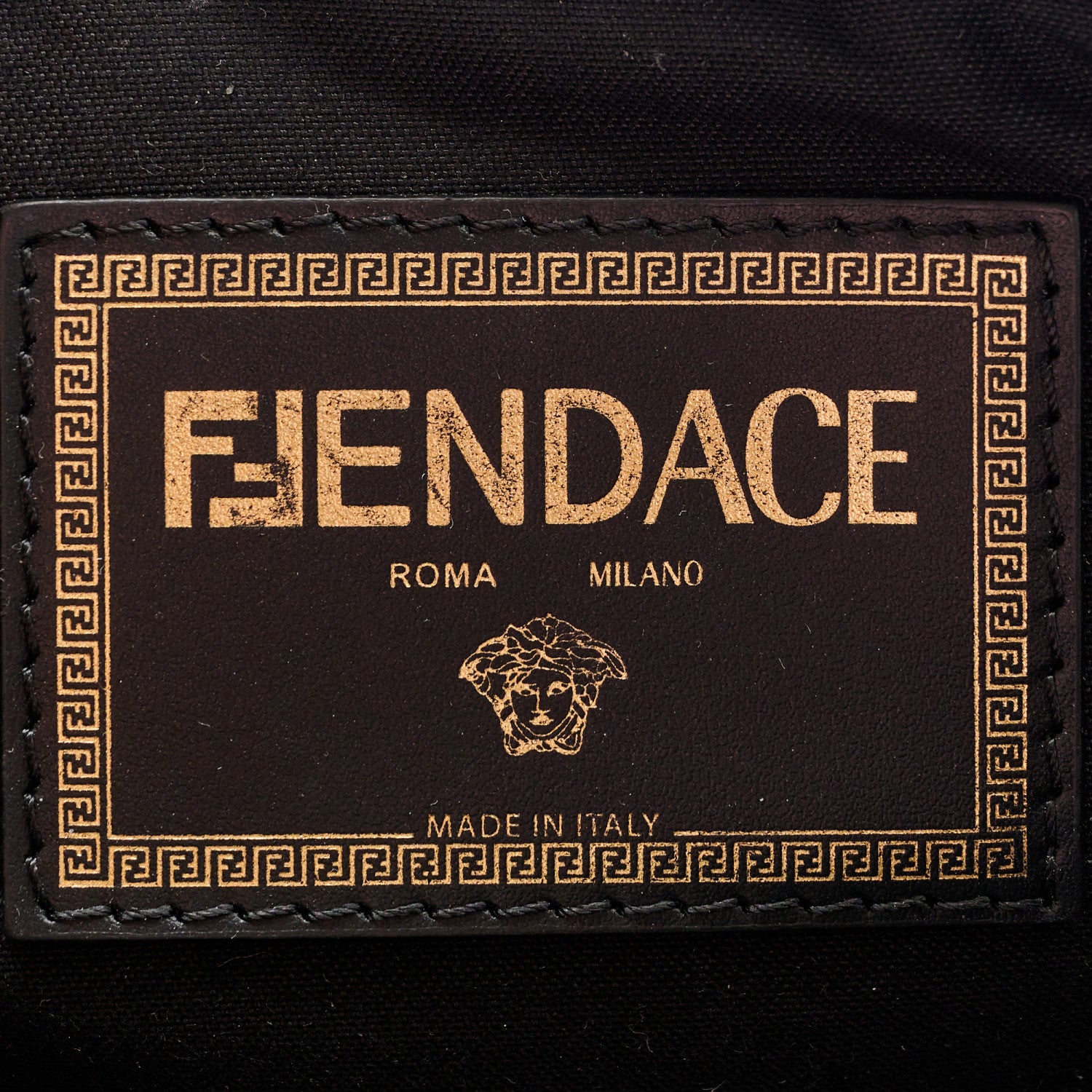 Fendi X VERSACE Vitello Cover Fendace Medusa Small Camera Case Black Gold 6 of 11