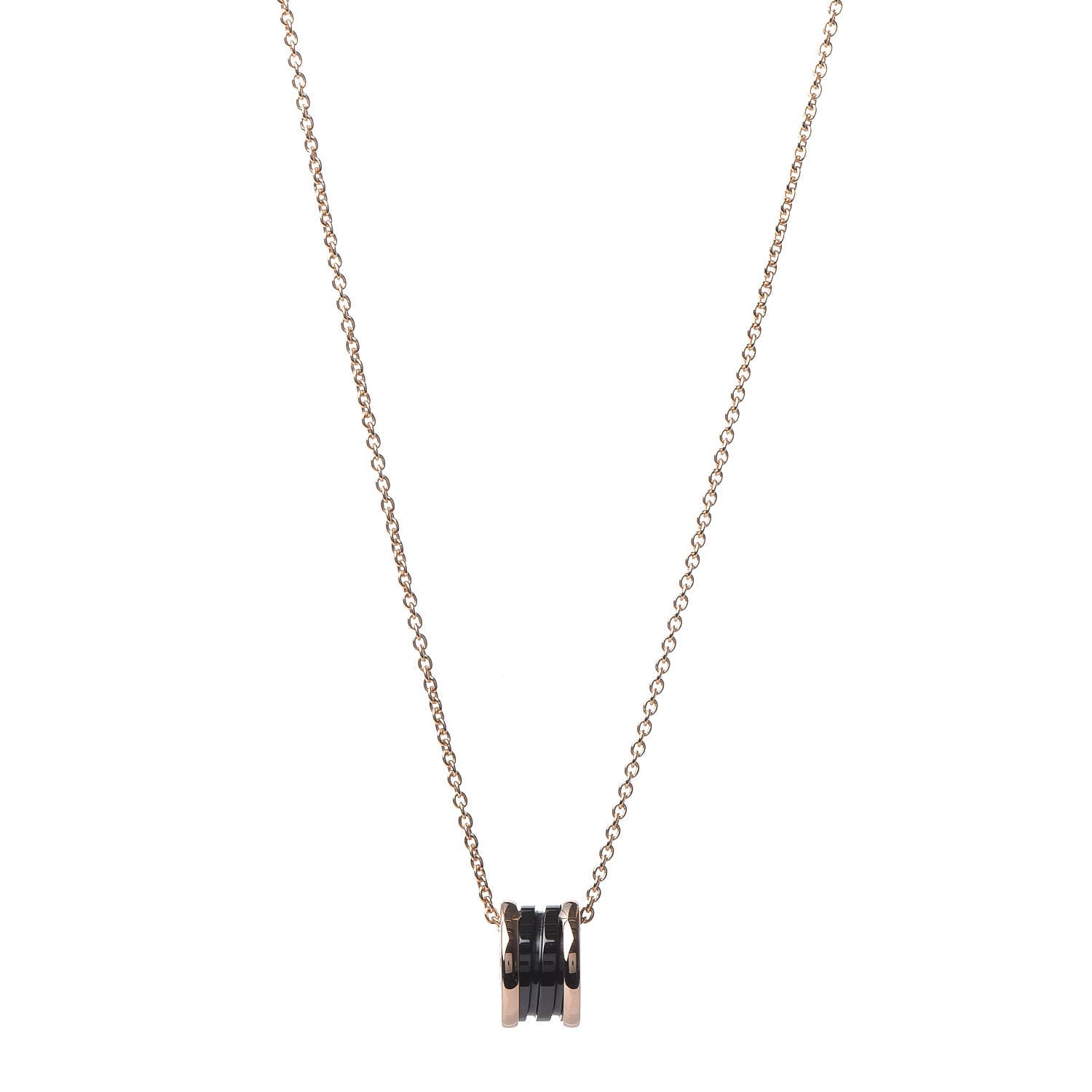 Bulgari 18K Rose Gold Black Ceramic B.Zero1 Pendant Necklace 1 of 6