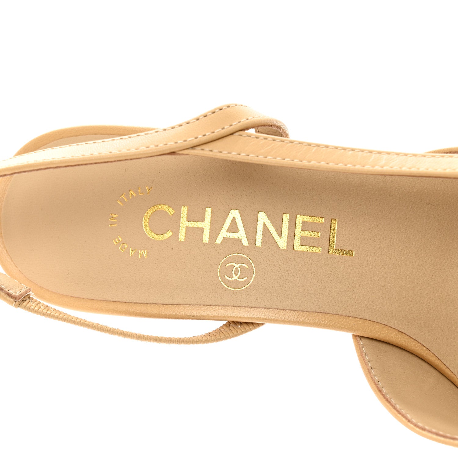 Chanel Lambskin Grosgrain Cap Toe CC Slingback Pumps 36 Beige Black 7 of 8