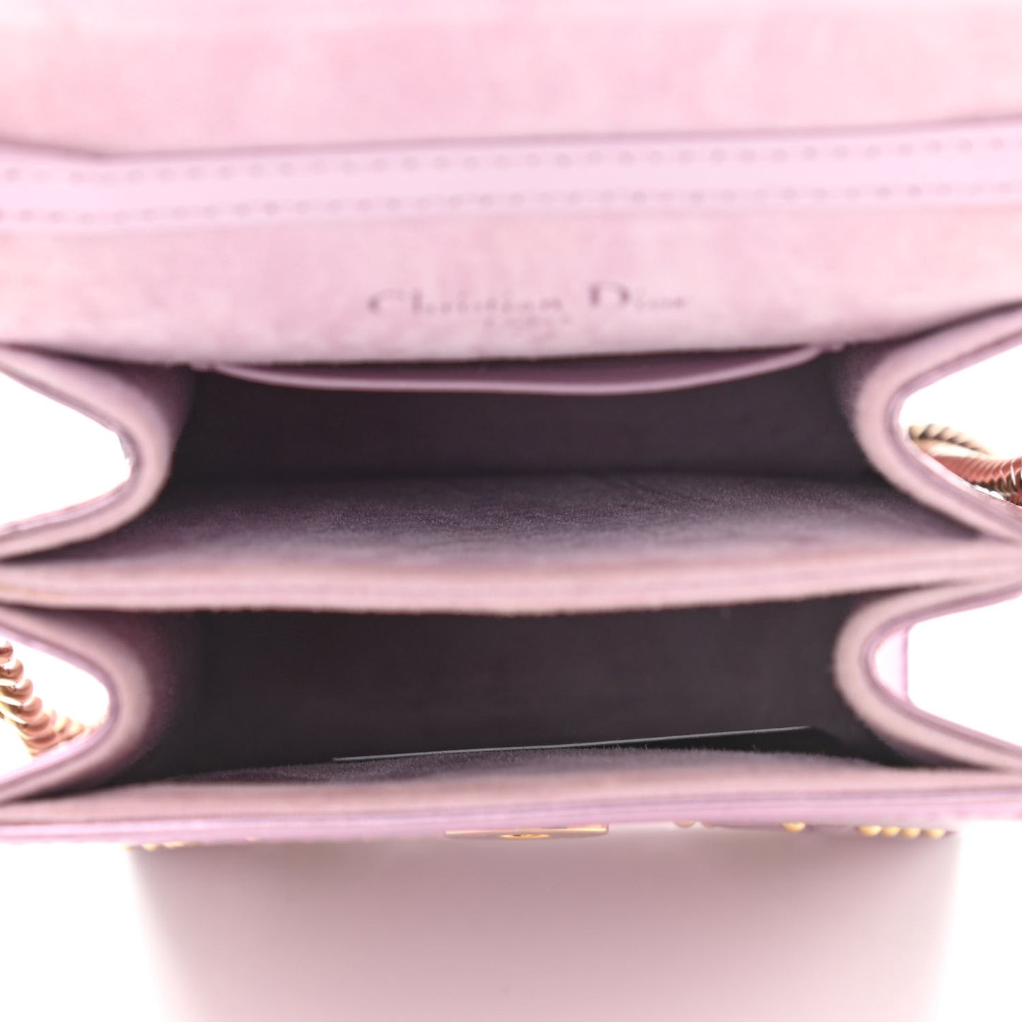 Metallic Calfskin Studded Vertical Diorama Pink