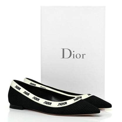 Christian Dior Fabric Ribbon Embroidered J'Adior Ballet Flats 39.5 Black 10 of 10