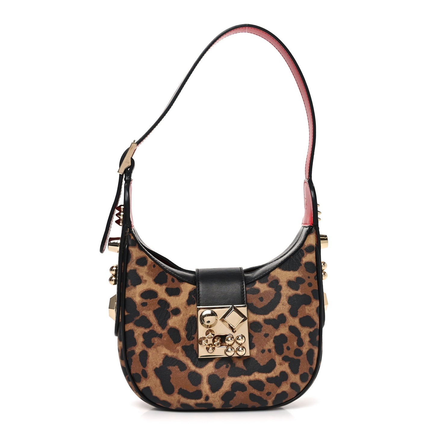 Calfskin Leopard Print Mini Carasky Shoulder Bag Black