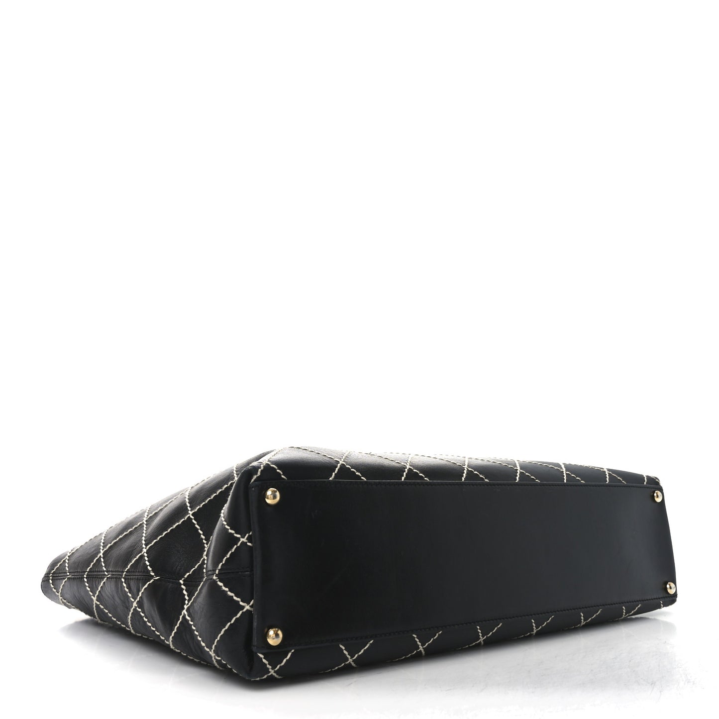 Calfskin Wild Stitch Large Tote Black