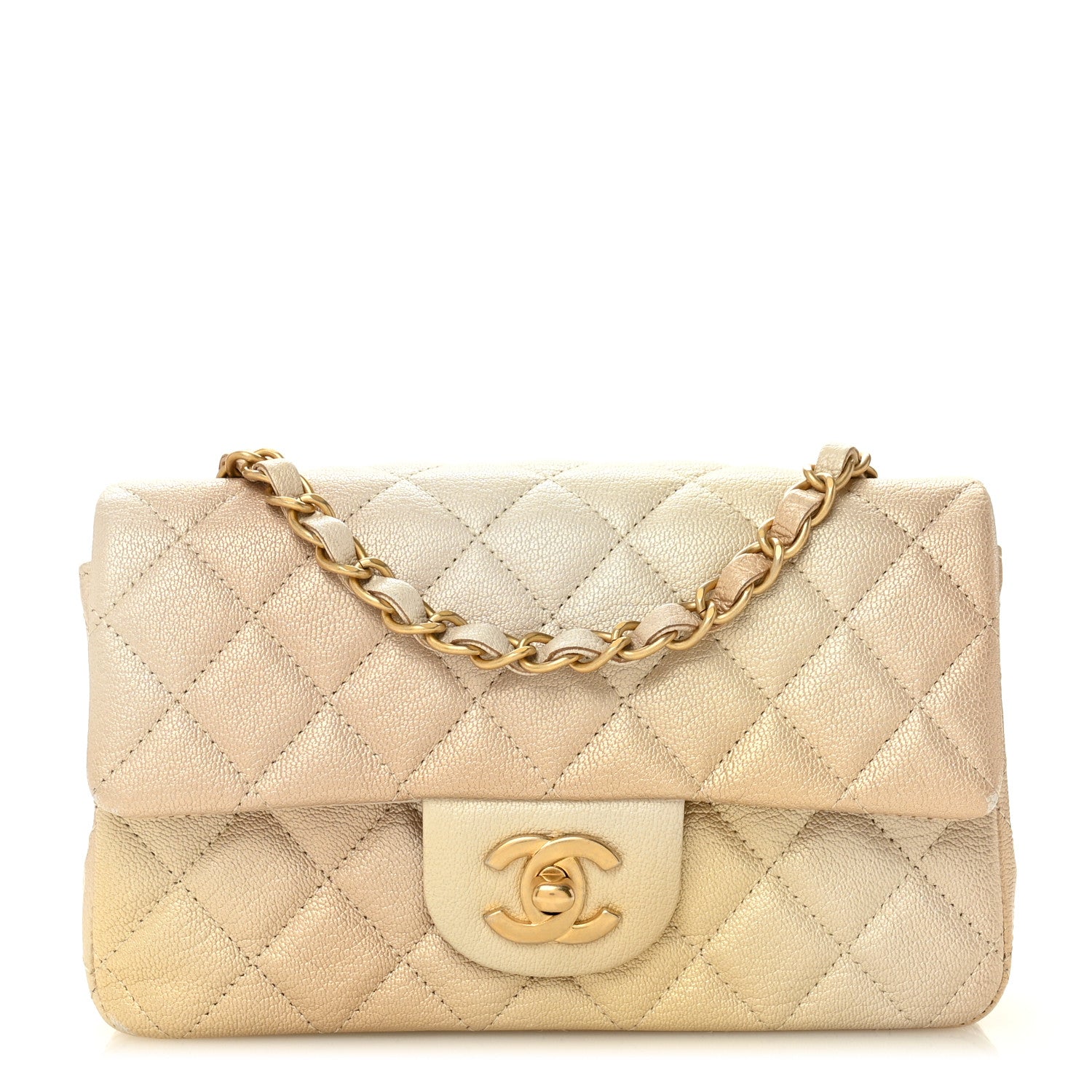 Chanel Metallic Goatskin Quilted Mini Rectangular Flap Gold 1 of 11
