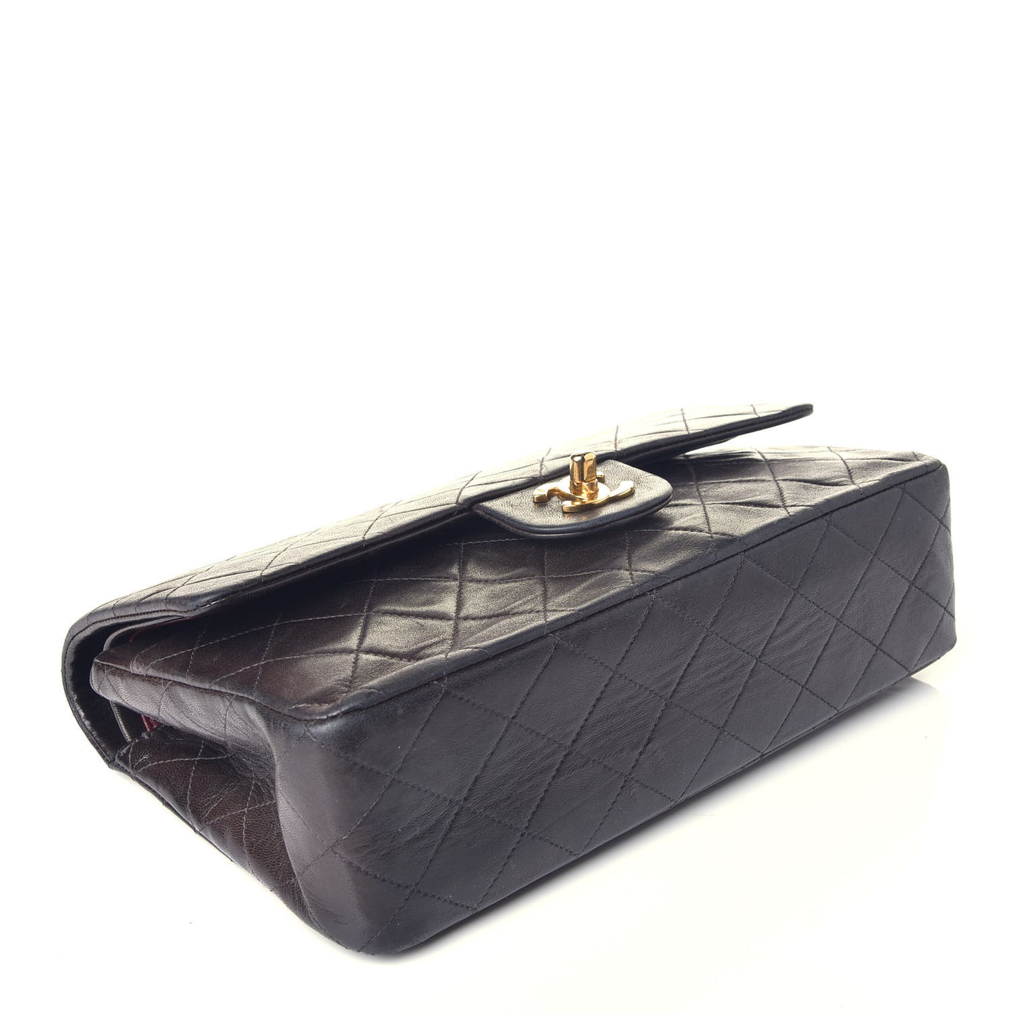 Lambskin Quilted Medium Double Flap Black