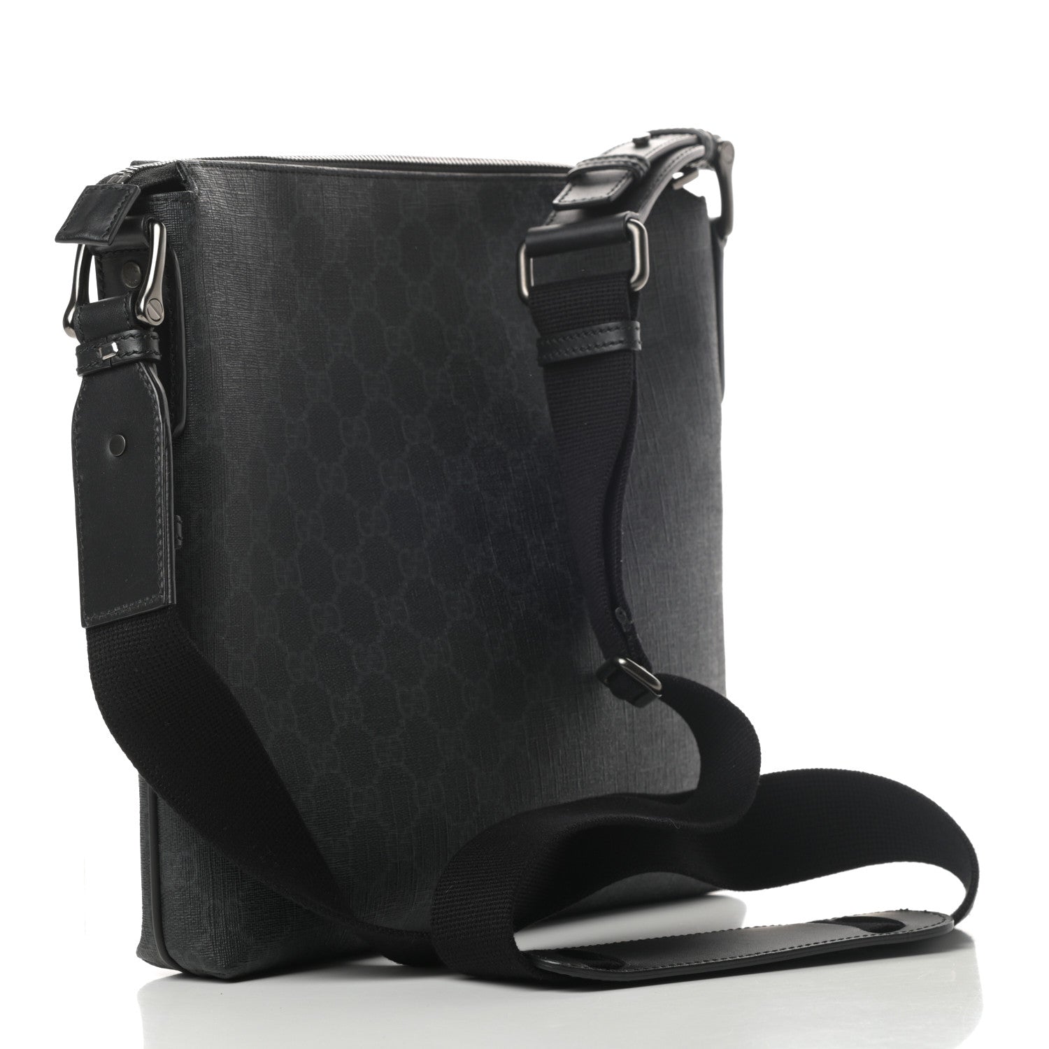 Gucci GG Supreme Monogram Crossbody Messenger Bag Black Grey 3 of 12