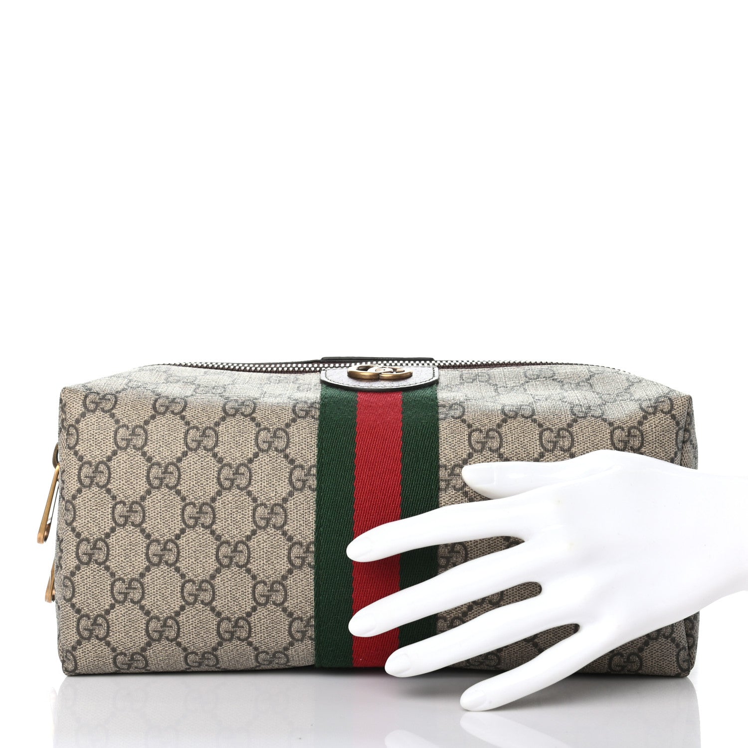 Gucci GG Supreme Monogram Web Ophidia Toiletry Case Beige 2 of 9