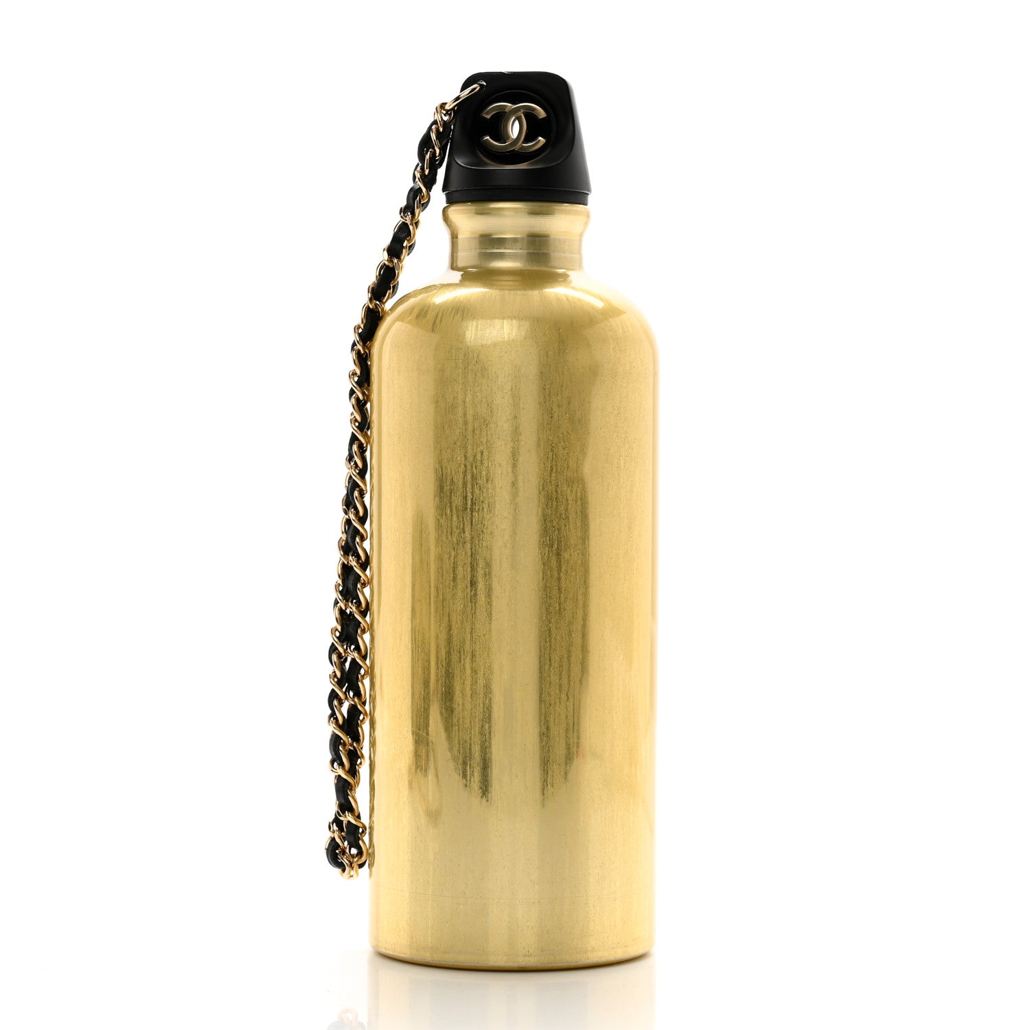 Chanel Lambskin Quilted CC To Drink Water Bottle Black Gold 3 of 11