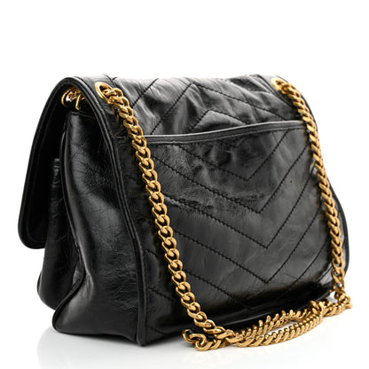 Saint Laurent Crinkled Calfskin Matelasse Monogram Medium Niki Chain Satchel Black 3 of 10