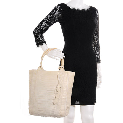 Nancy Gonzalez Crocodile Leaf Tote Sand 2 of 7