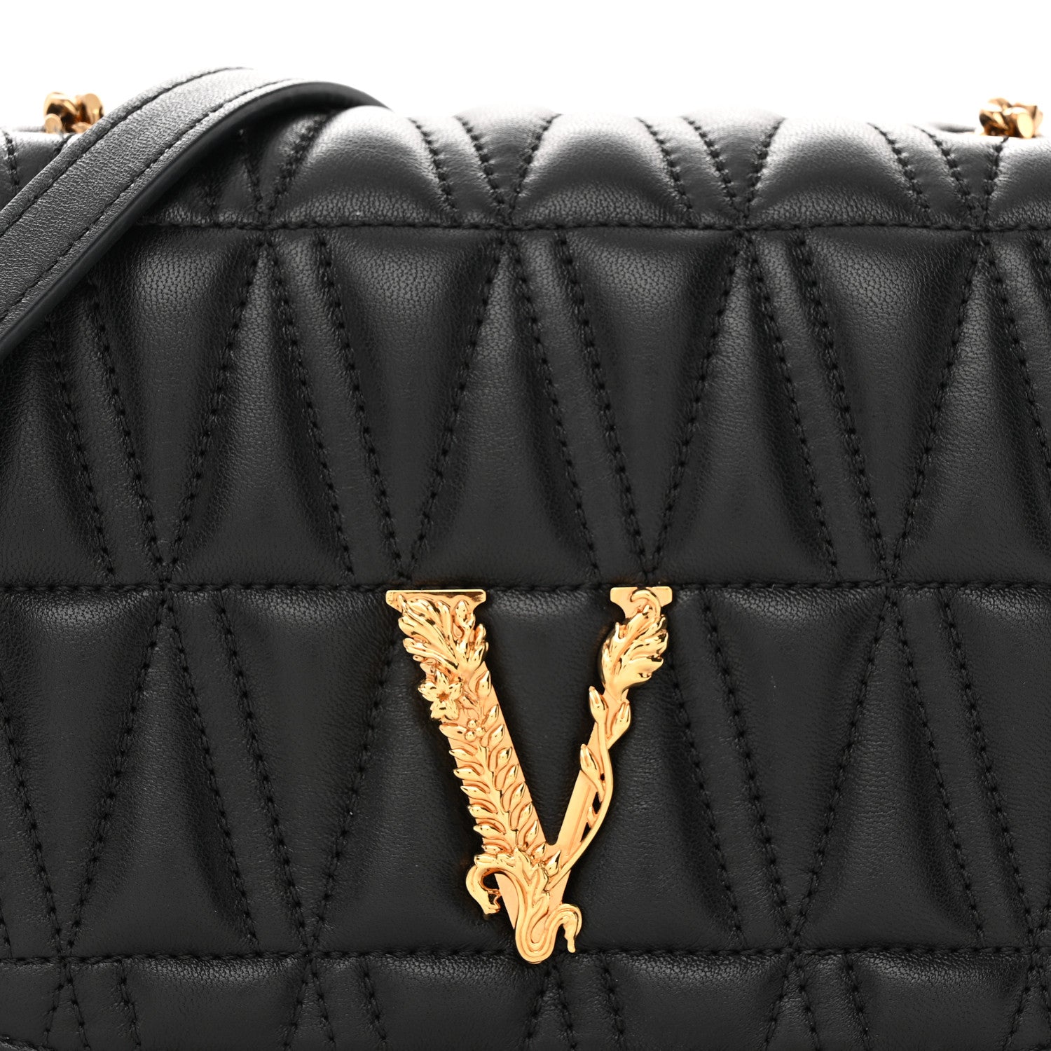 Versace Nappa Quilted Virtus Bag Black 8 of 14