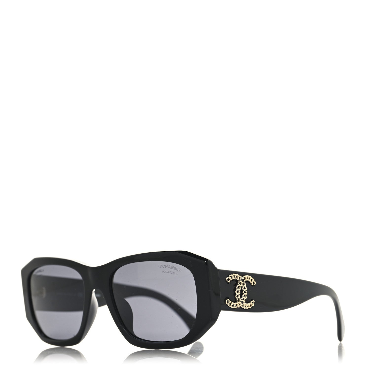 Chanel Acetate Rectangle Sunglasses 5554-A Black 1 of 7
