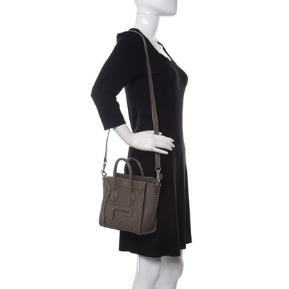 Celine Drummed Calfskin Nano Luggage Souris 2 of 9