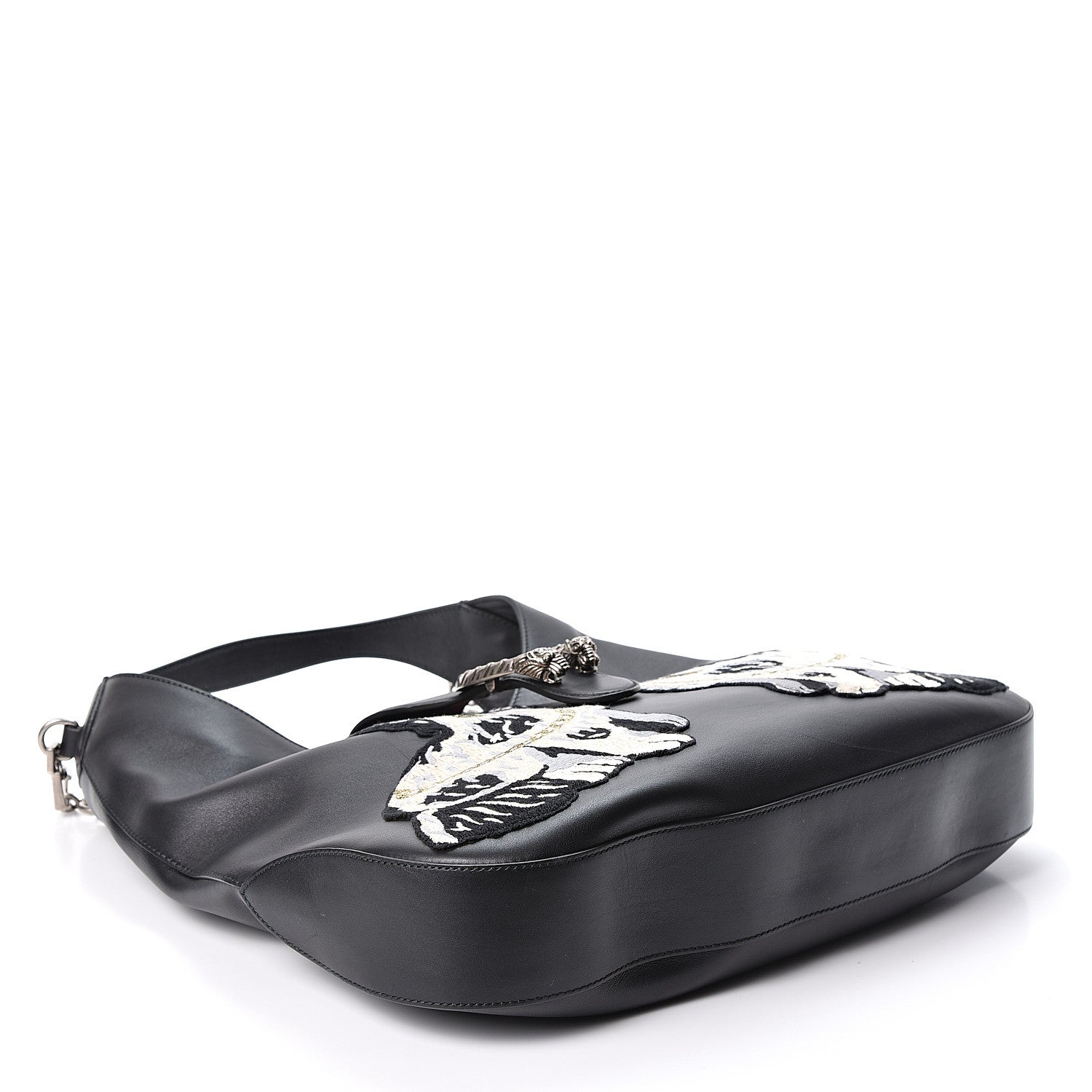 Gucci Calfskin Web Dog Embroidered Large Dionysus Hobo Black 3 of 9
