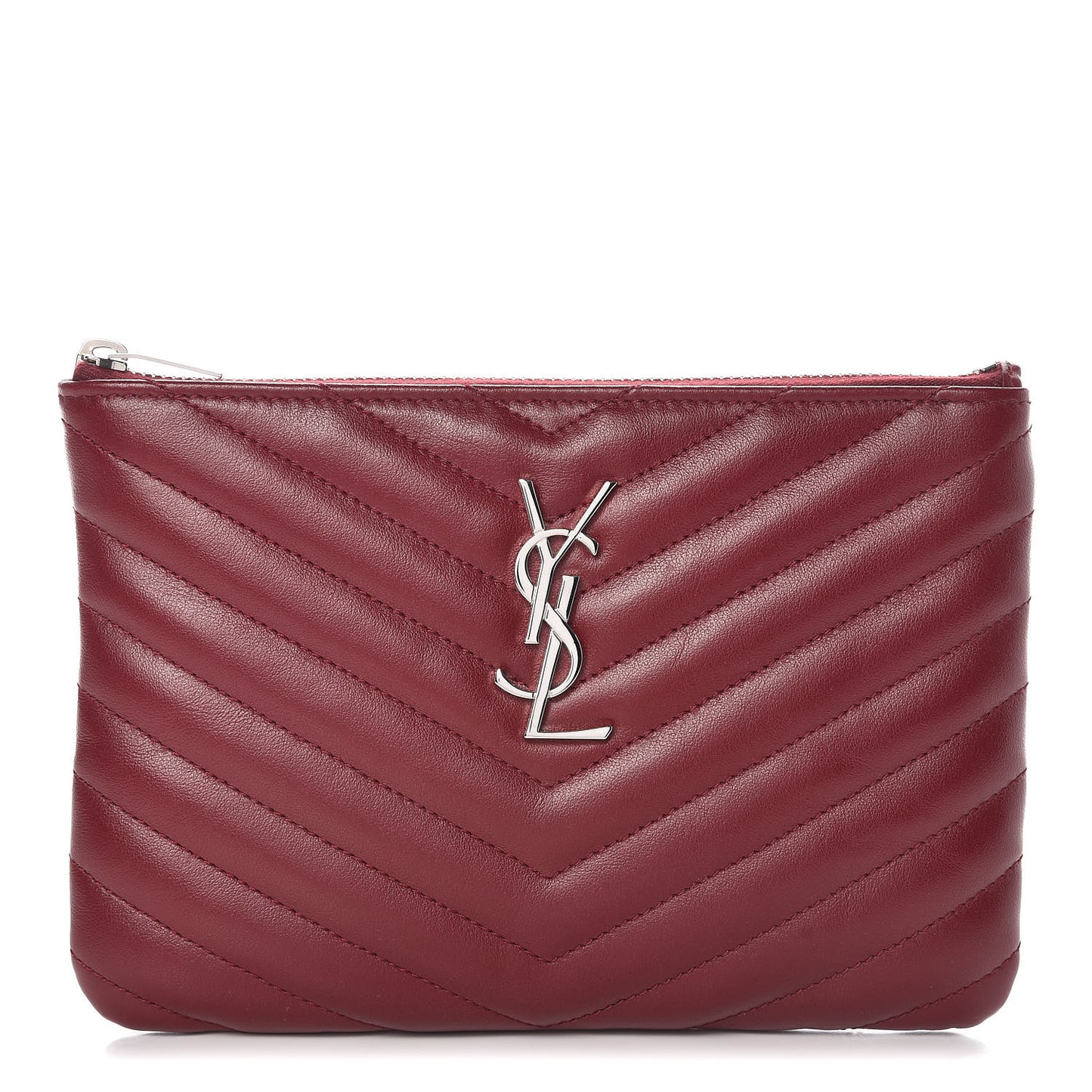 Calfskin Matelasse Chevron Monogram Pouch Palissandre