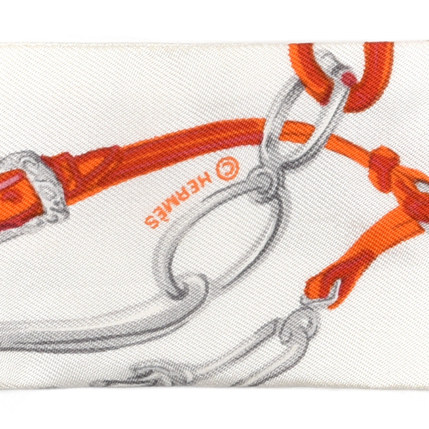 Hermes Silk Brides De Gala Twilly White Orange Rouge 3 of 4