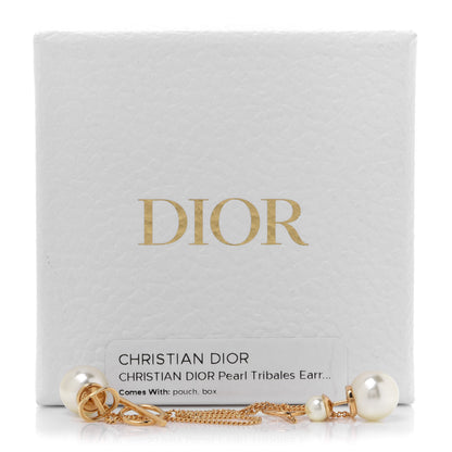 Christian Dior Pearl Tribales Earrings Gold White 5 of 5