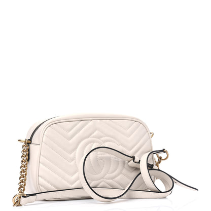 Gucci Calfskin Matelasse Small GG Marmont Chain Shoulder Bag White 2 of 5