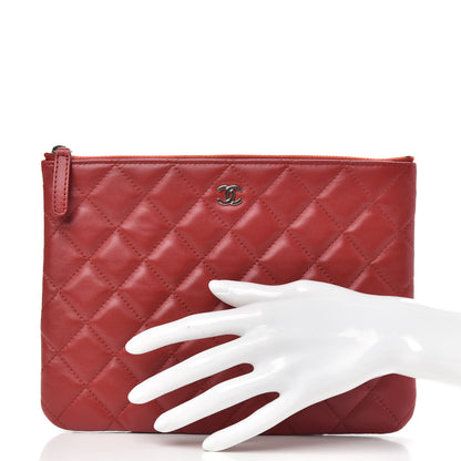 Chanel Lambskin Quilted Medium Cosmetic Case Red 2 of 7