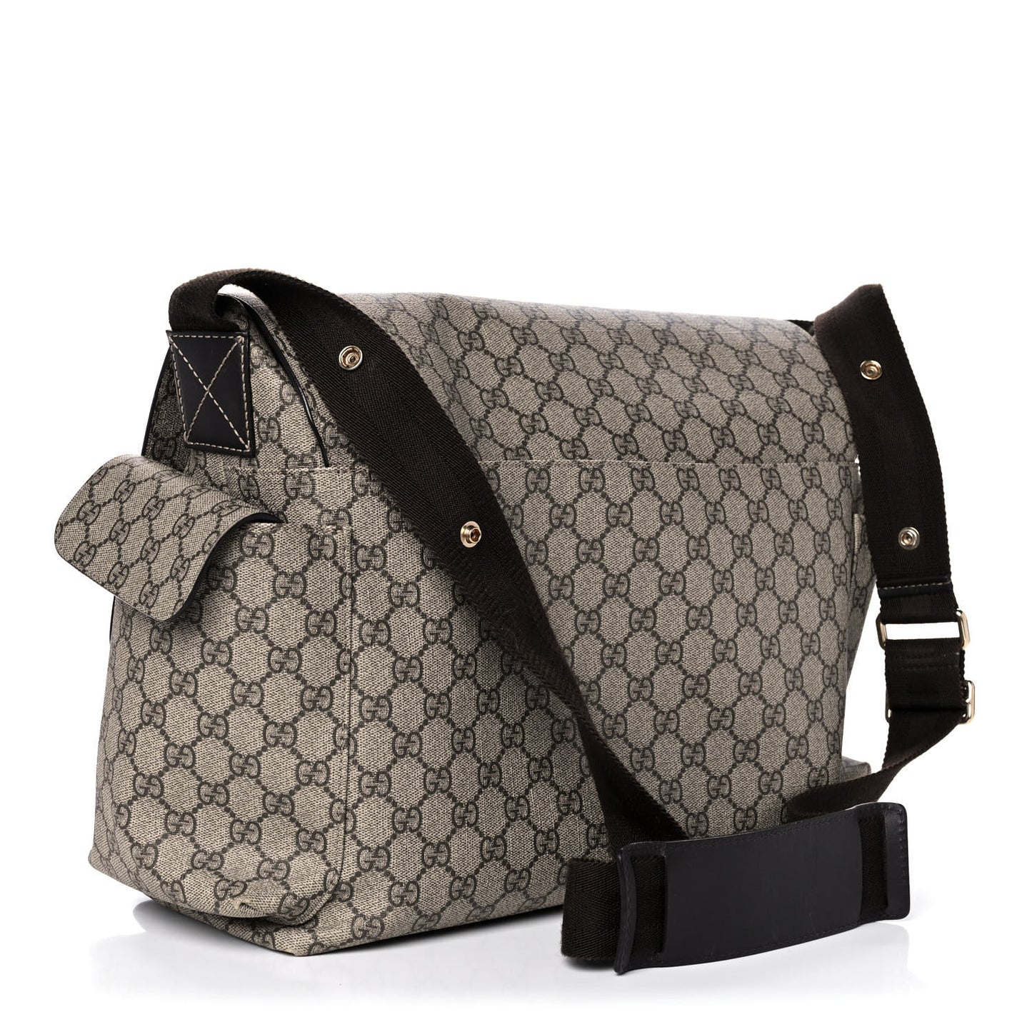GG Plus Monogram Messenger Diaper Bag Dark Brown