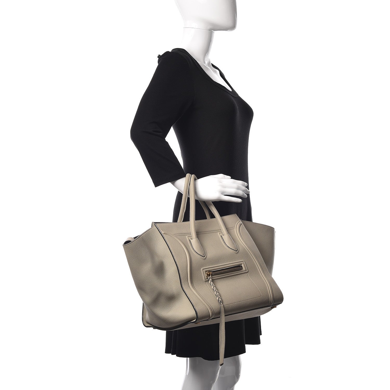 Celine Baby Grained Calfskin Medium Phantom Luggage Quartz 2 of 16