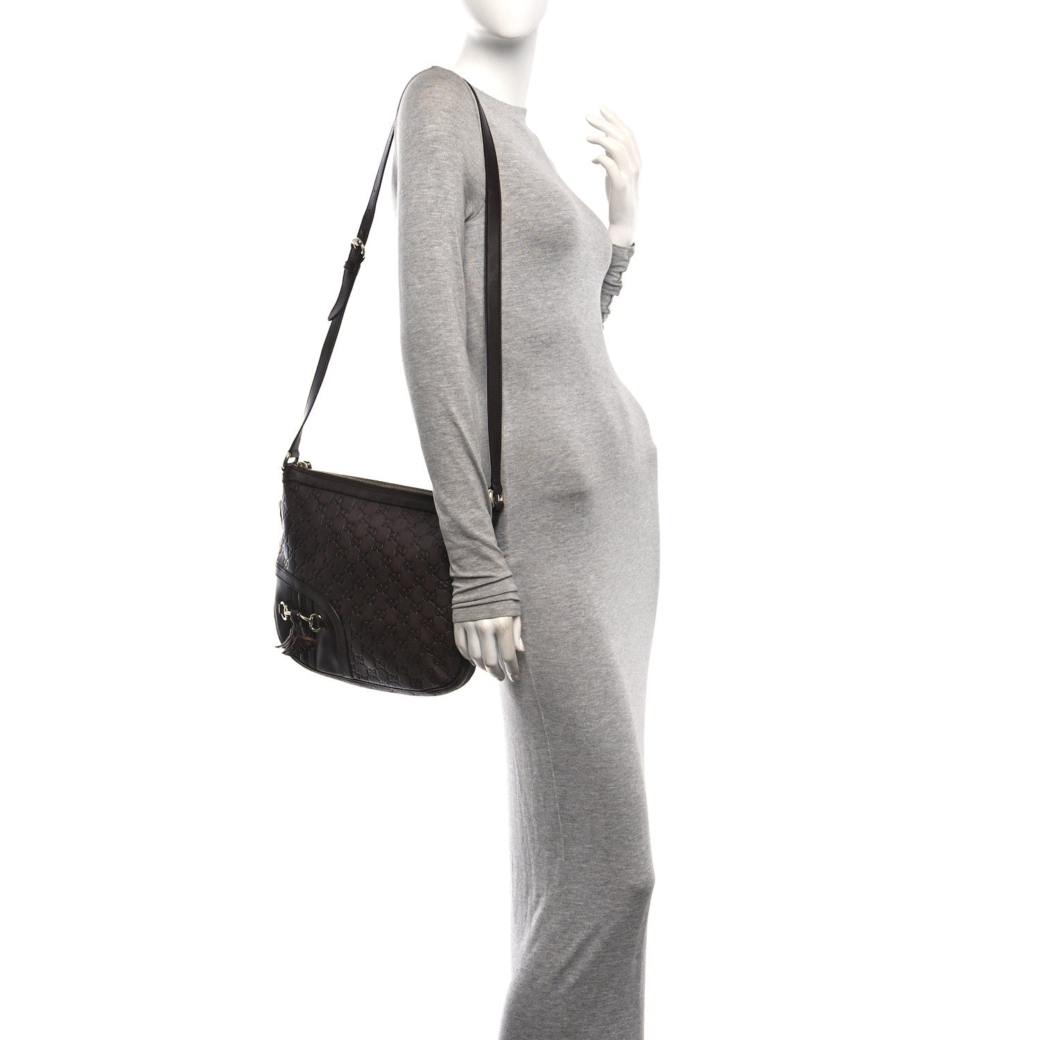 Gucci Guccissima Horsebit Tassel Messenger Bag  Dark Brown 2 of 10