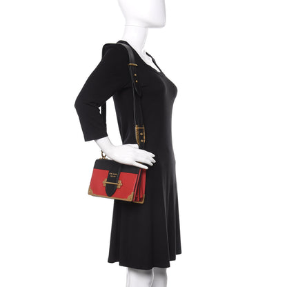 Prada City Calfskin Saffiano Cahier Bag Fuoco Black 2 of 9