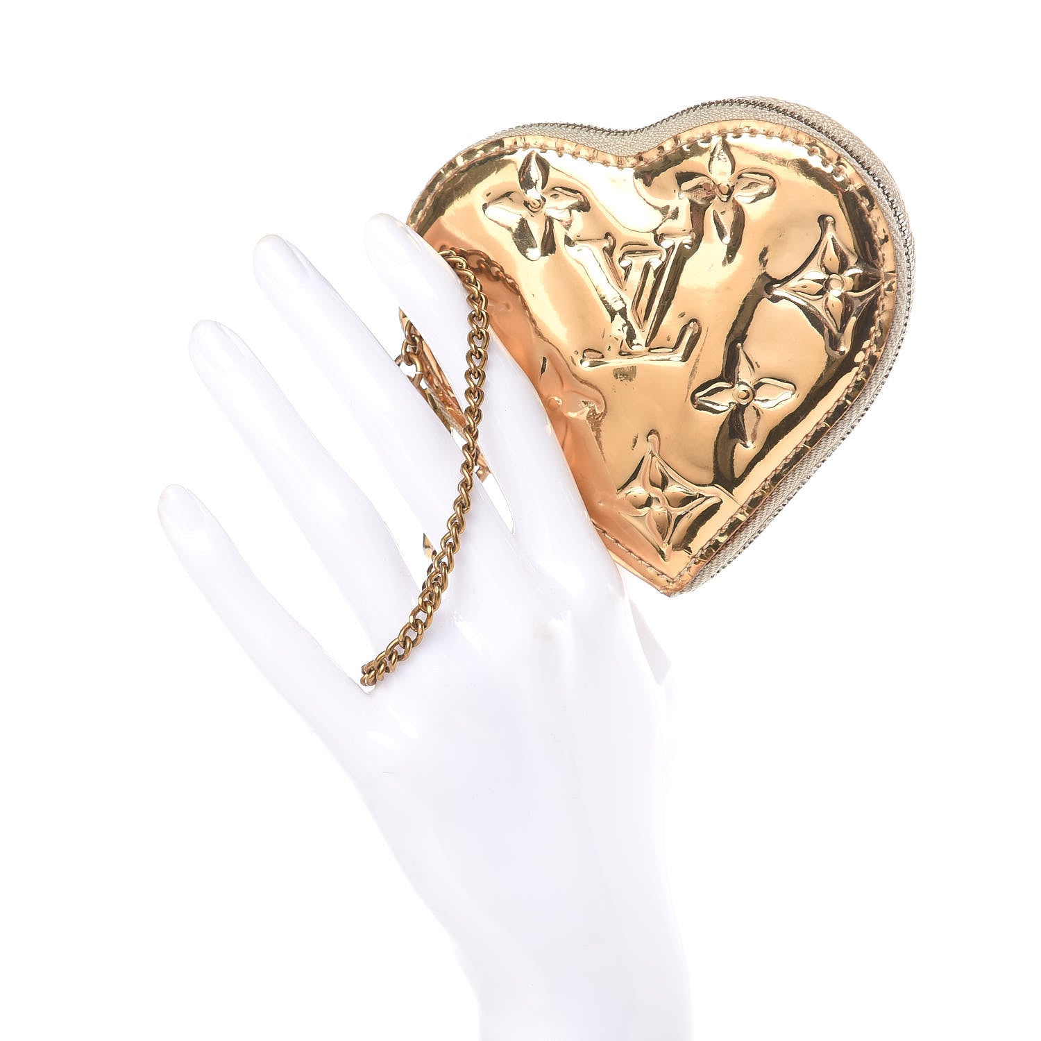 Louis Vuitton Monogram Miroir Heart Coin Purse Gold 2 of 11