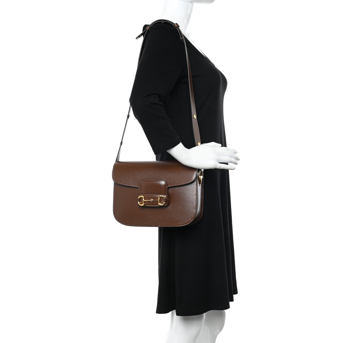 Azalea Calfskin Horsebit 1955 Shoulder Bag Brown Sugar