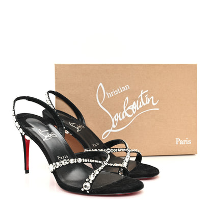Christian Louboutin Veau Velours Strass Emilie 85 Sandals 41  Black 9 of 9