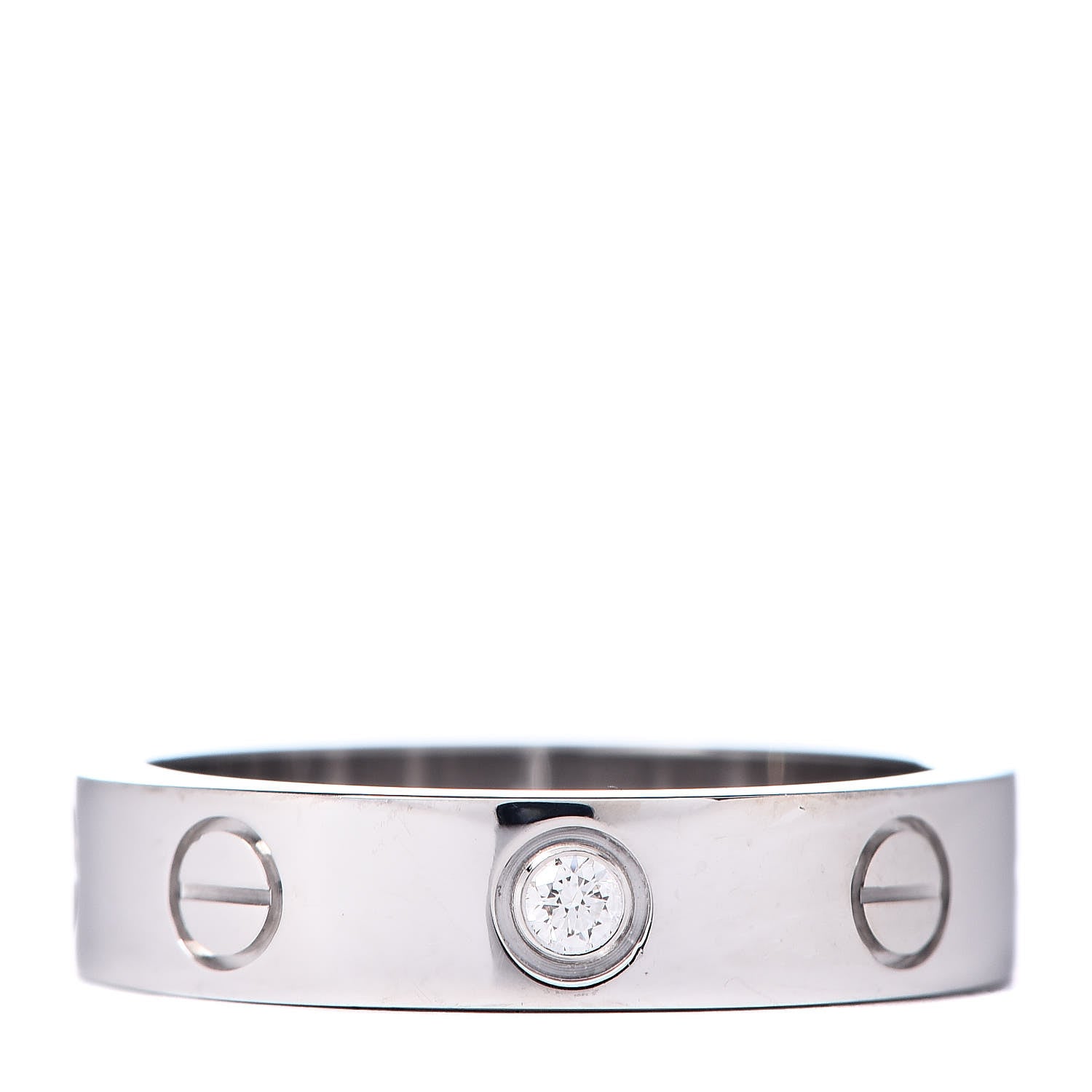 Cartier 18K White Gold Diamond 4mm LOVE Wedding Band Ring 48 4.5 1 of 5