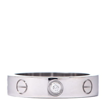 Cartier 18K White Gold Diamond 4mm LOVE Wedding Band Ring 48 4.5 1 of 5
