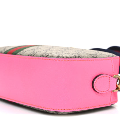Gucci GG Supreme Monogram Textured Dollar Calfskin Web Ophidia Small Crossbody Bag Beige Ebony Fuchsia 10 of 10