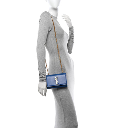 Saint Laurent Grain De Poudre Small Classic Monogram Kate Satchel Royal Blue 2 of 10