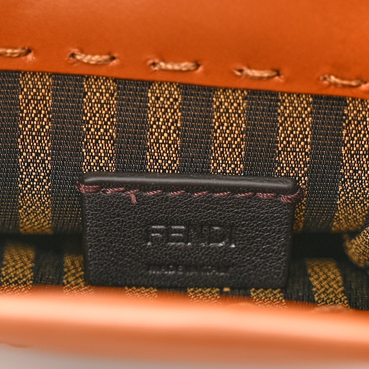 Fendi Vitello King Plexiglass Logo Embossed Mini Fendi Sunshine Shopper Tote Cuoio 7 of 10