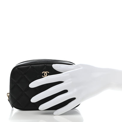 Chanel Lambskin Quilted Small Curvy Pouch Cosmetic Case Black 2 of 8