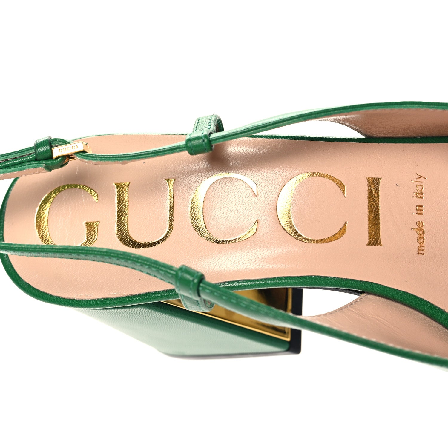 Gucci Malaga Kid Horsebit 75mm Slingback Pumps 36 New Shamarock 8 of 9
