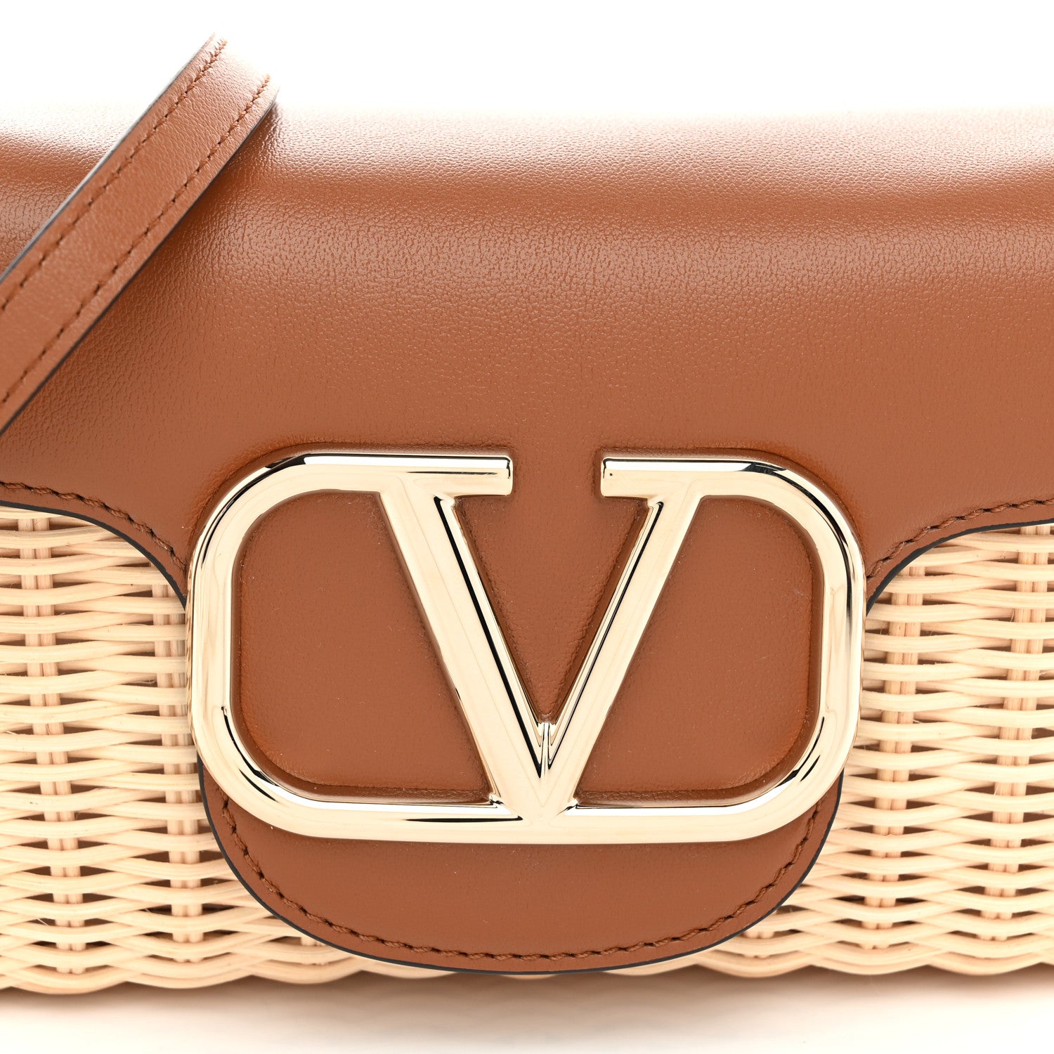 Valentino Garavani Wicker Calfskin Vlogo Small Loco Shoulder Bag Natural 7 of 9