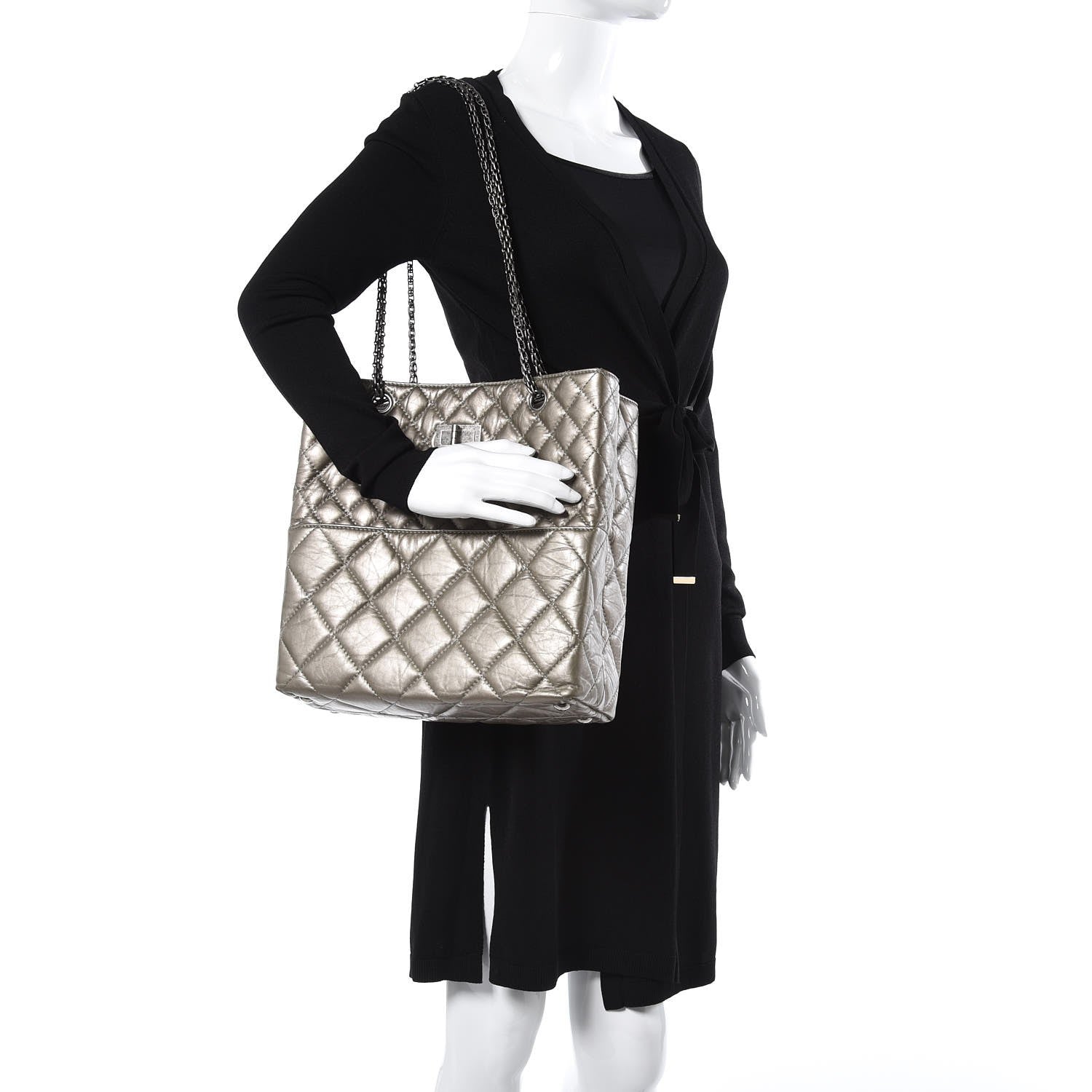 Chanel Aged Calfskin Quilted Reissue 2.55 Tote Light Gold 2 of 8