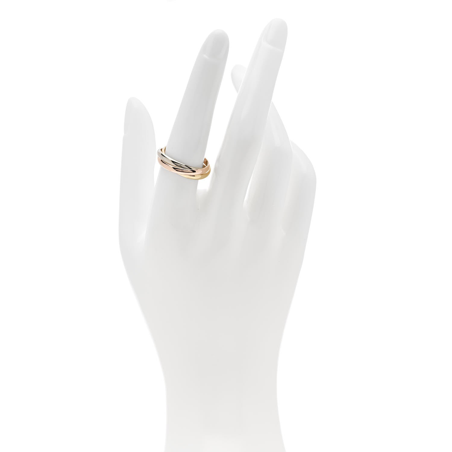 Cartier 18K Pink Yellow White Gold Small Trinity Ring 56 7.5 2 of 5