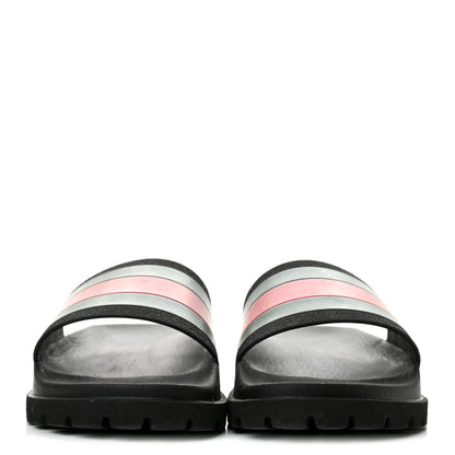 Gucci Rubber Web Mens Lug Sole Slide Sandals 6 Black Green Red 3 of 9